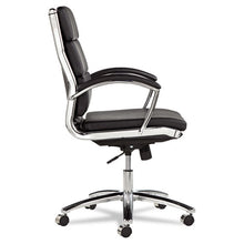 Load image into Gallery viewer, Alera,Neratoli Mid-Back Slim Profile Chair, Faux Leather, Supports Up to 275 lb, Black Seat/Back, Chrome Base
