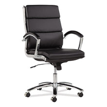 Load image into Gallery viewer, Alera,Neratoli Mid-Back Slim Profile Chair, Faux Leather, Supports Up to 275 lb, Black Seat/Back, Chrome Base
